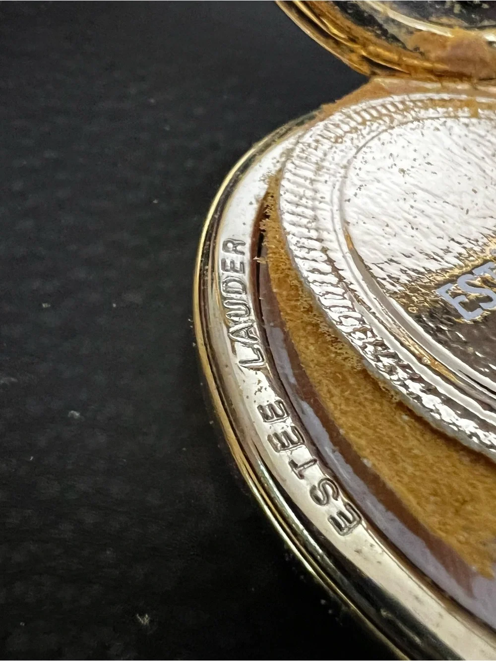 Gold Textured Compact Mirror - Women Accessories not used.